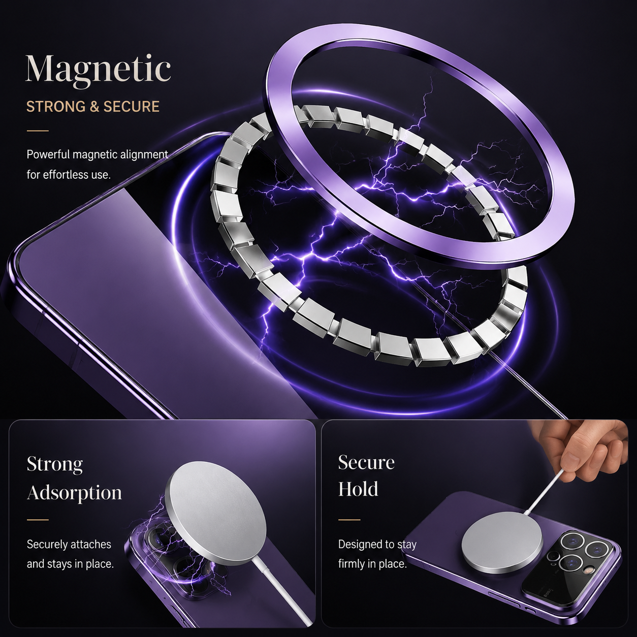 Premium iPhone Case MagSafe Compatible Matte Hard PC Cover Ring Stand Magnetic Shockproof Protective Camera Lens Guard Ultra Thin Slim Design