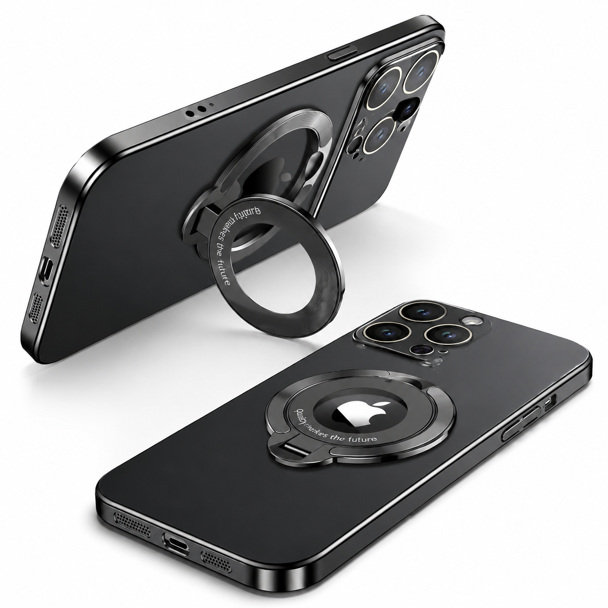 Premium iPhone Case MagSafe Compatible Matte Hard PC Cover Ring Stand Magnetic Shockproof Protective Camera Lens Guard Ultra Thin Slim Design