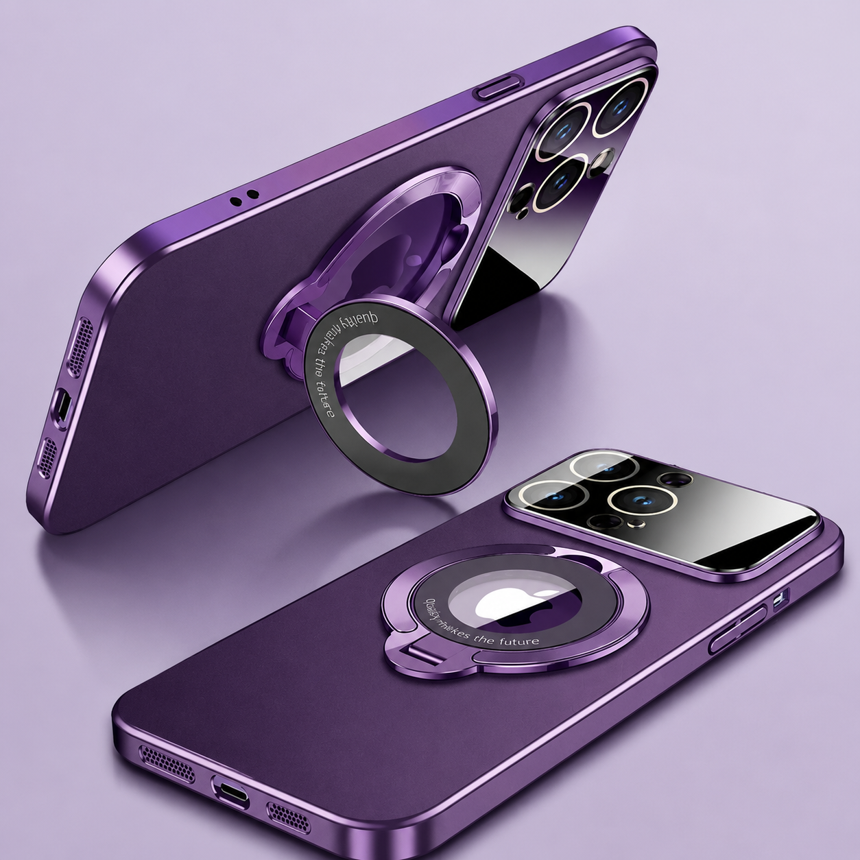 Premium iPhone Case MagSafe Compatible Matte Hard PC Cover Ring Stand Magnetic Shockproof Protective Camera Lens Guard Ultra Thin Slim Design