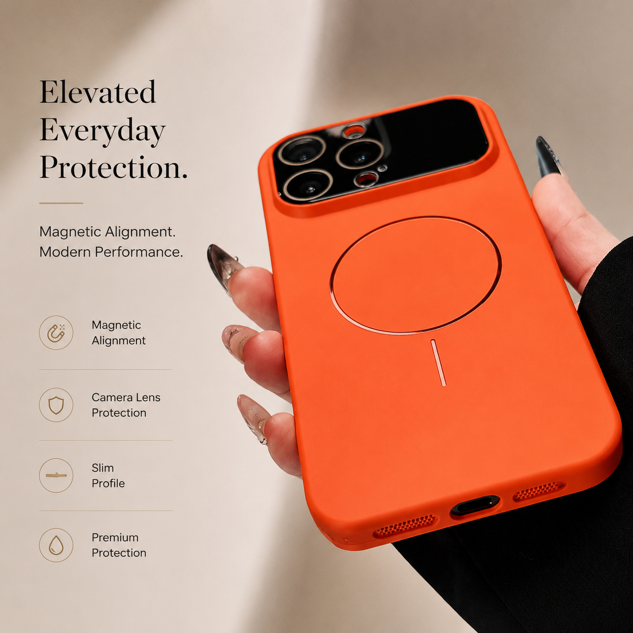 Premium iPhone Case MagSafe Compatible Matte Magnetic Cover Shockproof PC Camera Protection Anti Fingerprint Non Slip Slim Half Wrapped Design