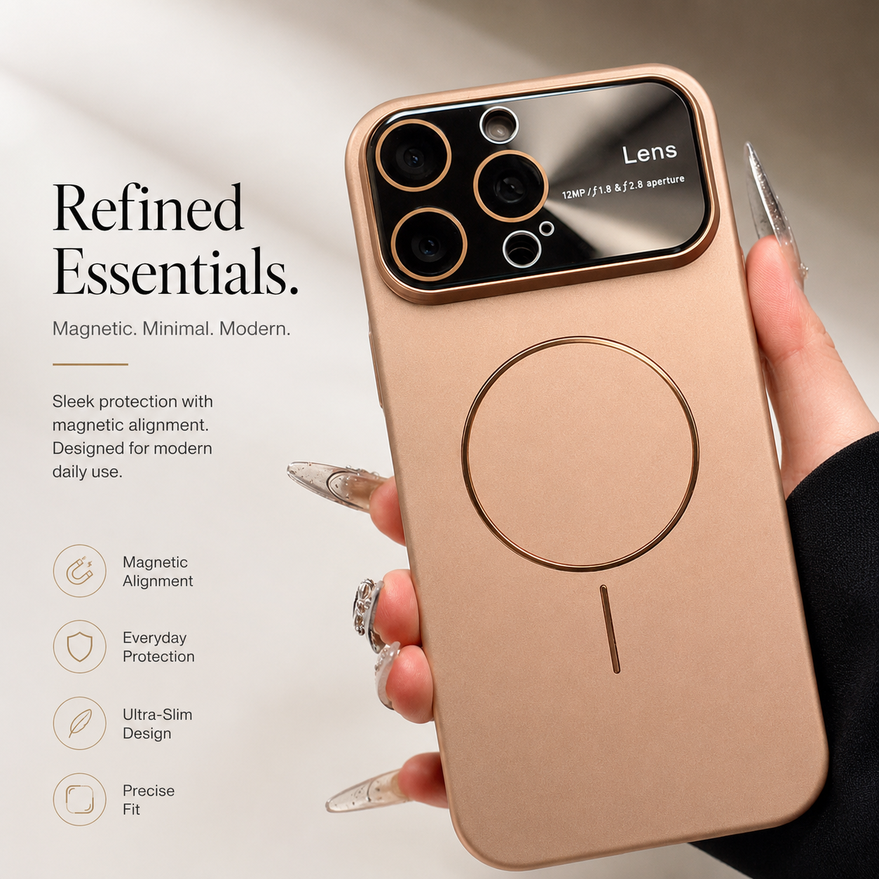 Premium iPhone Case MagSafe Compatible Matte Magnetic Cover Shockproof PC Camera Protection Anti Fingerprint Non Slip Slim Half Wrapped Design