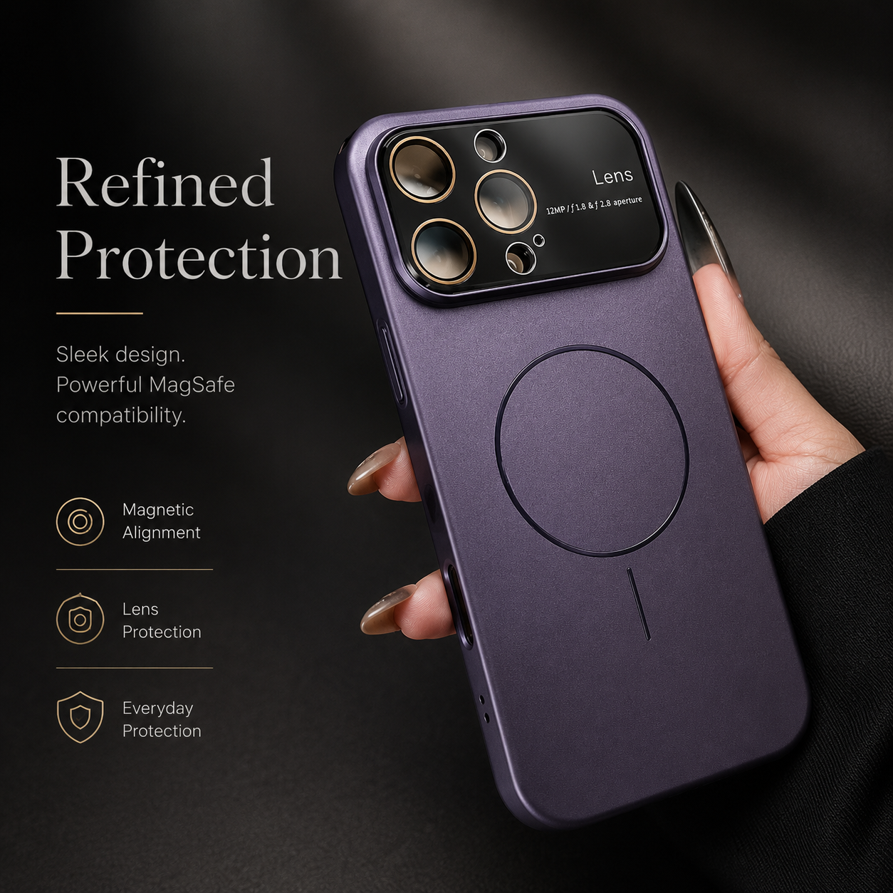 Premium iPhone Case MagSafe Compatible Matte Magnetic Cover Shockproof PC Camera Protection Anti Fingerprint Non Slip Slim Half Wrapped Design
