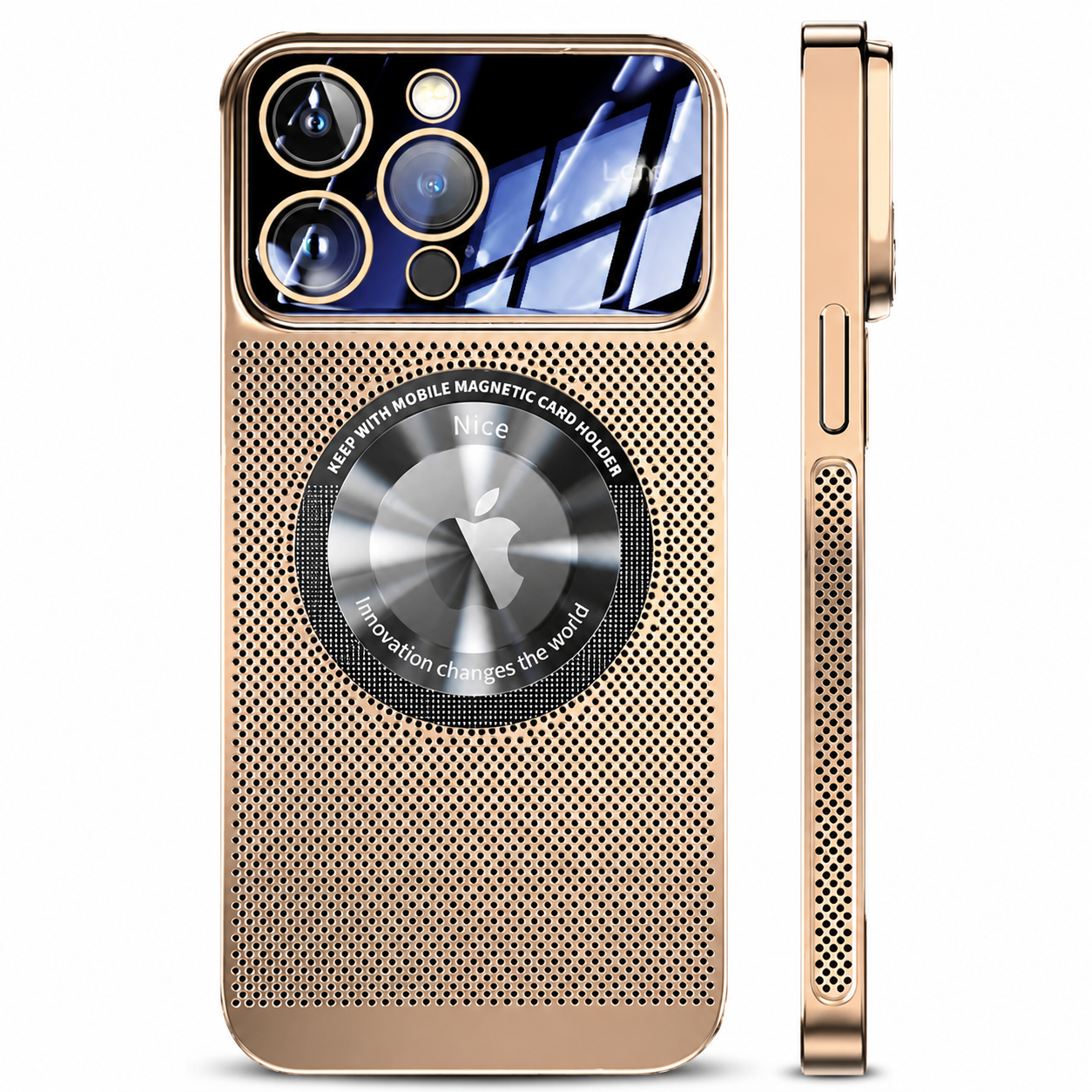 Premium iPhone Case MagSafe Compatible Metal Frame Heat Dissipation Mesh Cover Shockproof Protective Electroplated Finish Camera Lens Guard Slim Design