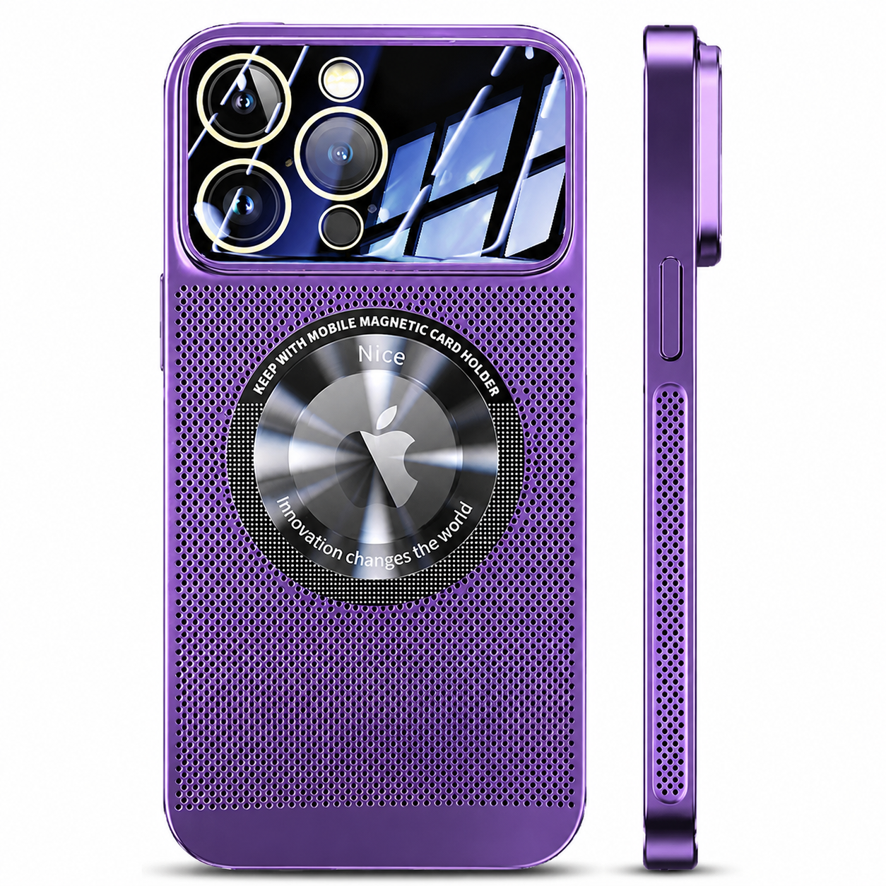 Premium iPhone Case MagSafe Compatible Metal Frame Heat Dissipation Mesh Cover Shockproof Protective Electroplated Finish Camera Lens Guard Slim Design