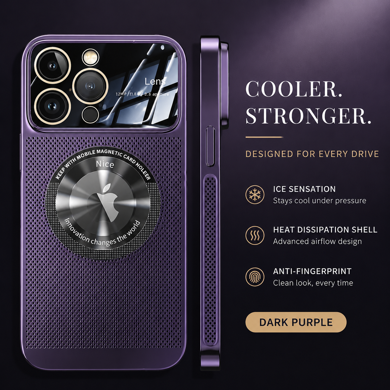 Premium iPhone Case MagSafe Compatible Metal Frame Heat Dissipation Mesh Cover Shockproof Protective Electroplated Finish Camera Lens Guard Slim Design