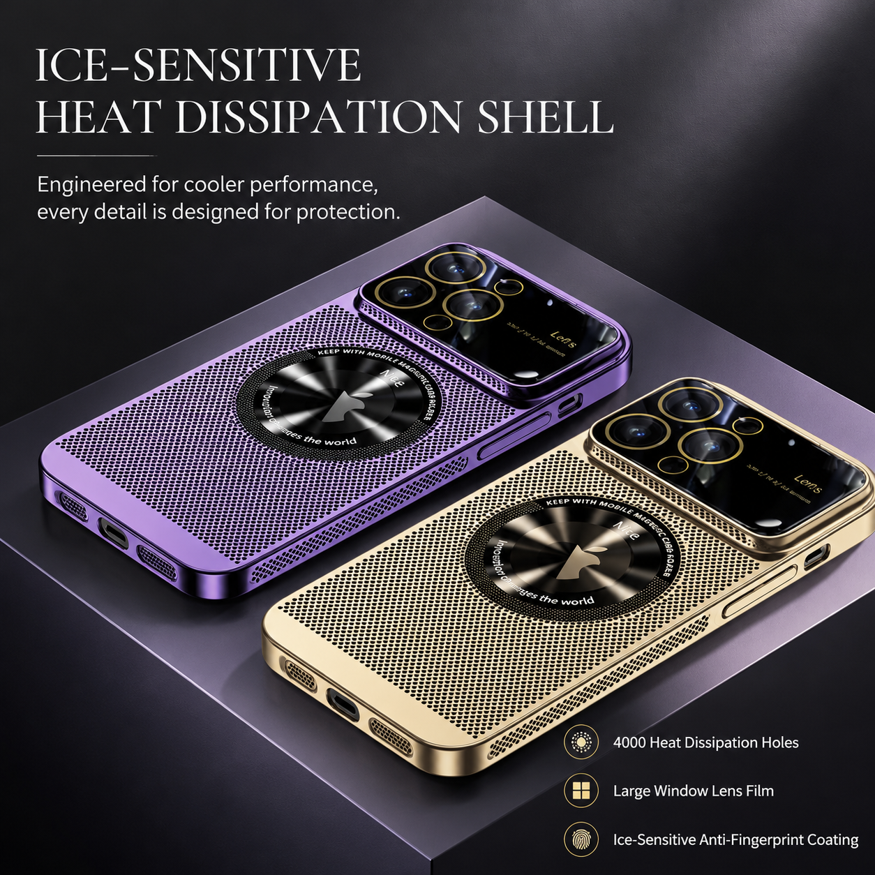 Premium iPhone Case MagSafe Compatible Metal Frame Heat Dissipation Mesh Cover Shockproof Protective Electroplated Finish Camera Lens Guard Slim Design