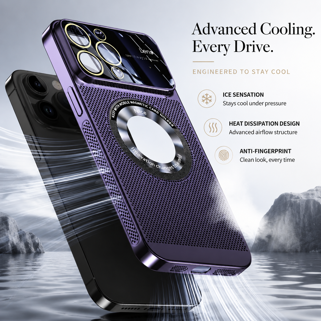 Premium iPhone Case MagSafe Compatible Metal Frame Heat Dissipation Mesh Cover Shockproof Protective Electroplated Finish Camera Lens Guard Slim Design