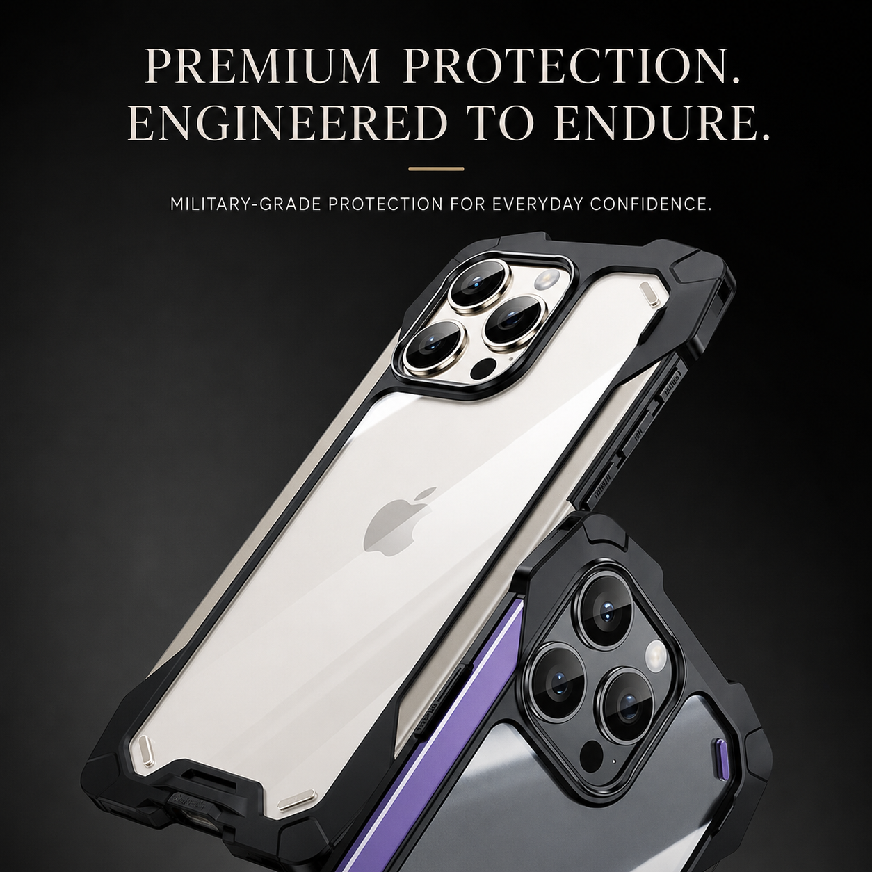 Premium iPhone Case MagSafe Compatible Military Armor Rugged Cover Dual Layer Metal Frame Tempered Glass Full Body Shockproof Camera Protection