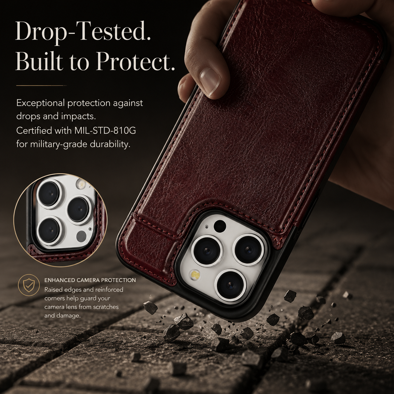 Premium iPhone Case MagSafe Compatible RFID Blocking Leather Flip Wallet Cover Card Holder Magnetic Closure Stand Shockproof Protective Design