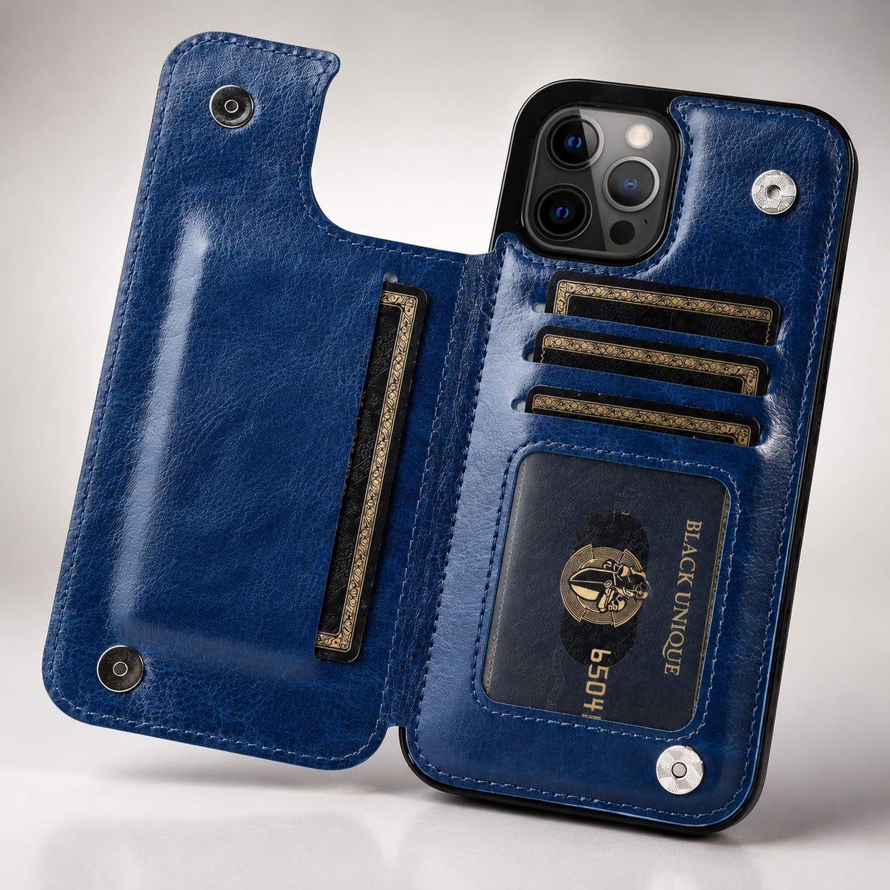 Premium iPhone Case MagSafe Compatible RFID Blocking Leather Flip Wallet Cover Card Holder Magnetic Closure Stand Shockproof Protective Design