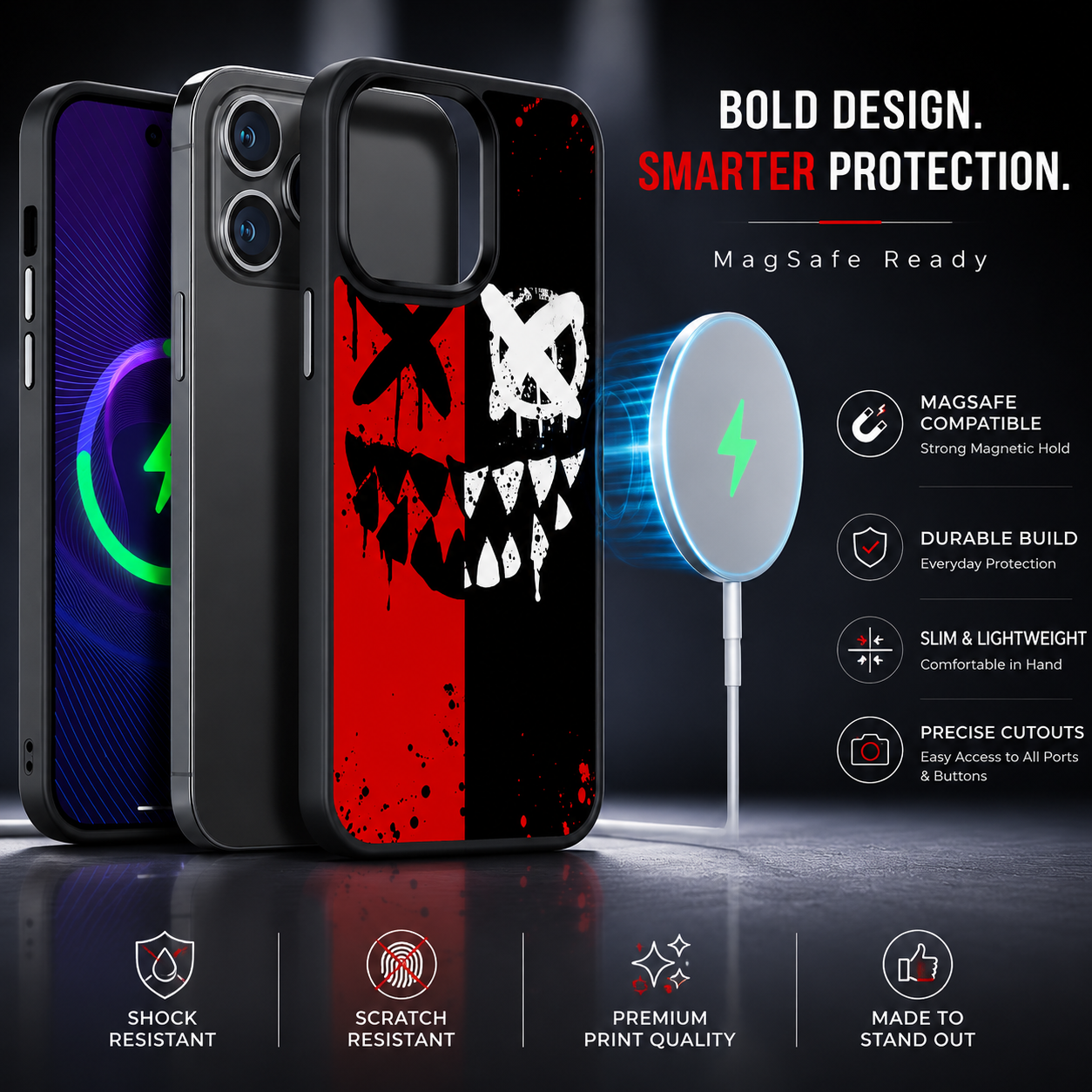 Premium iPhone Case MagSafe Compatible Rugged Armor Bumper Cover Shockproof Protective Frame Camera Lens Protection Slim Grip Full Coverage Design