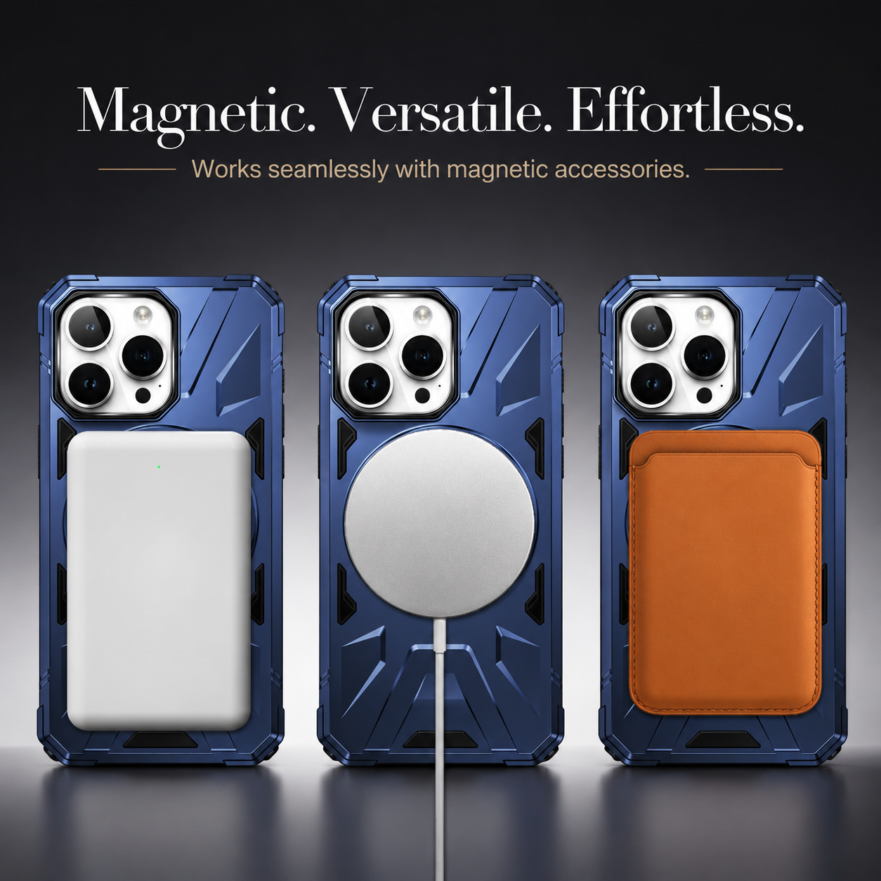 Premium iPhone Case MagSafe Compatible Rugged Armor Cover Hard PC Ring Stand Magnetic Shockproof Protective 360 Rotating Kickstand Camera Lens Guard