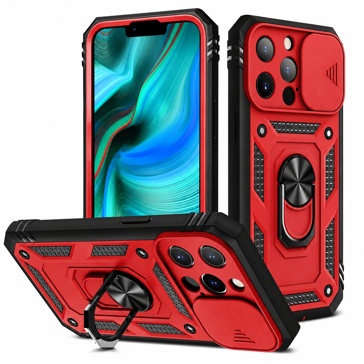Premium iPhone Case MagSafe Compatible Rugged Armor Cover Kickstand Card Holder Magnetic Shockproof Heavy Duty Protective Camera Guard 360 Design