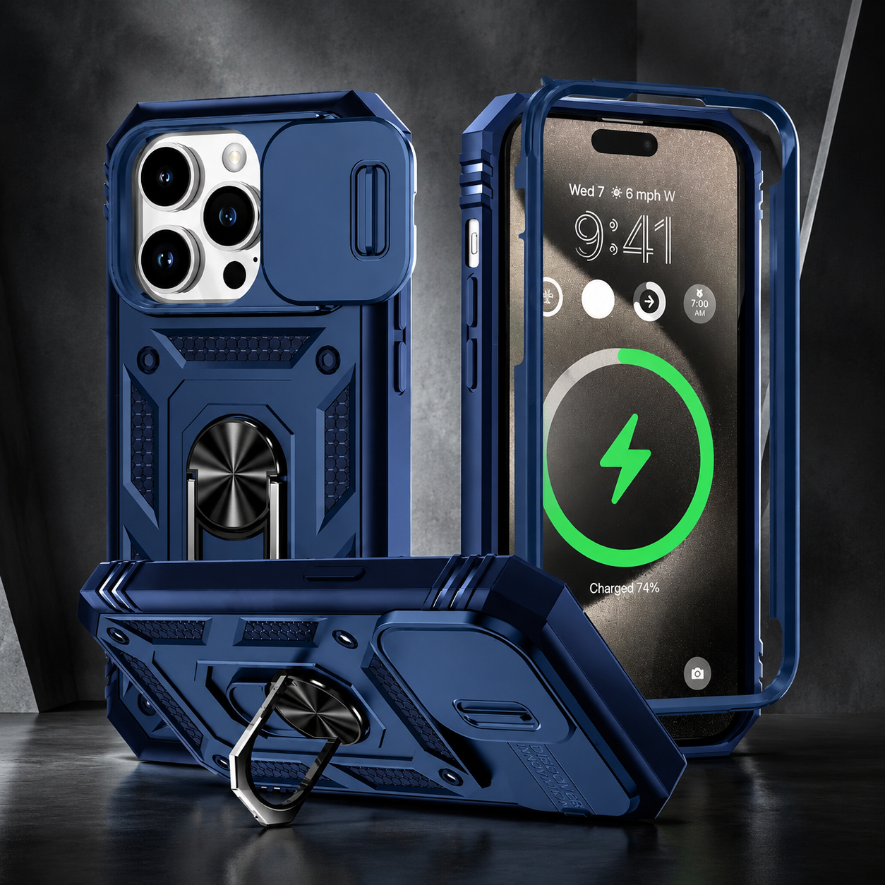 Premium iPhone Case MagSafe Compatible Rugged Armor Cover Kickstand Card Holder Magnetic Shockproof Heavy Duty Protective Camera Guard 360 Design