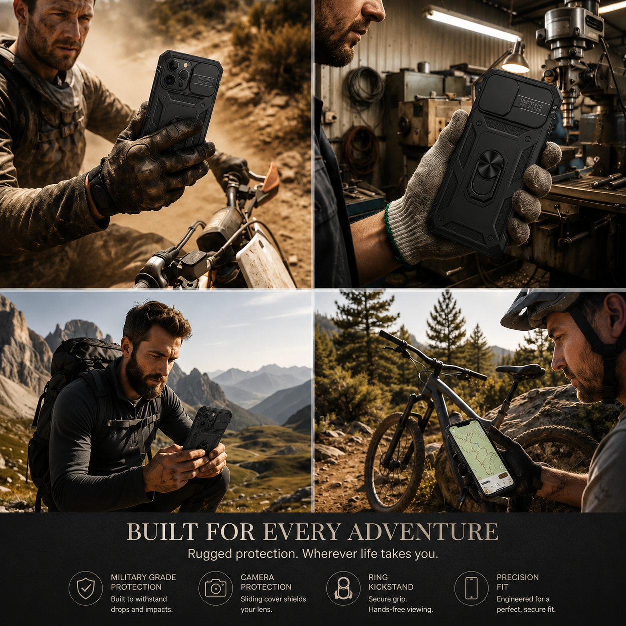 Premium iPhone Case MagSafe Compatible Rugged Armor Cover Kickstand Card Holder Magnetic Shockproof Heavy Duty Protective Camera Guard 360 Design