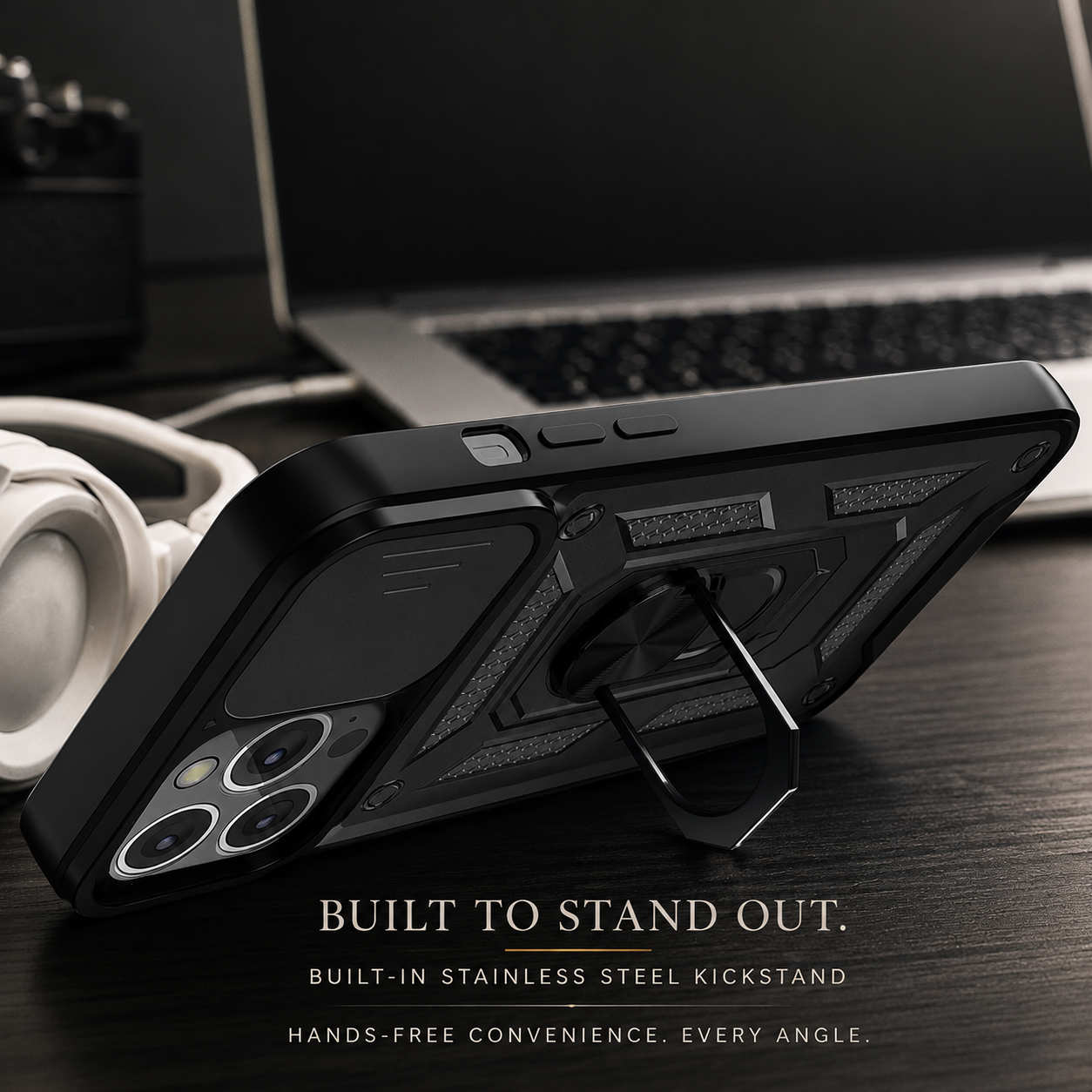 Premium iPhone Case MagSafe Compatible Rugged Armor Cover Kickstand Card Holder Magnetic Shockproof Heavy Duty Protective Camera Guard 360 Design
