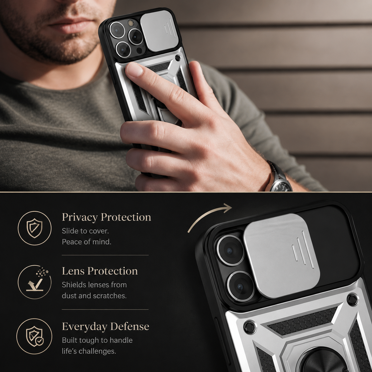 Premium iPhone Case MagSafe Compatible Rugged Armor Cover Kickstand Card Holder Magnetic Shockproof Heavy Duty Protective Camera Guard 360 Design