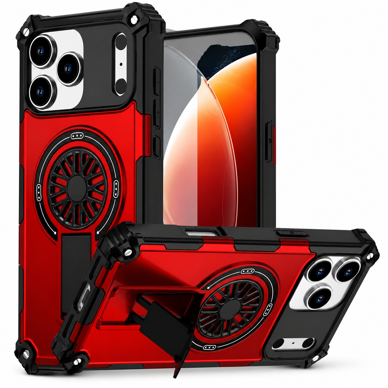 Premium iPhone Case MagSafe Compatible Rugged Armor Magnetic Cover Bracket Stand Dual Layer Shockproof PC TPU Anti Fingerprint Full Coverage Protection