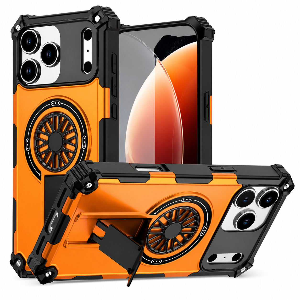 Premium iPhone Case MagSafe Compatible Rugged Armor Magnetic Cover Bracket Stand Dual Layer Shockproof PC TPU Anti Fingerprint Full Coverage Protection