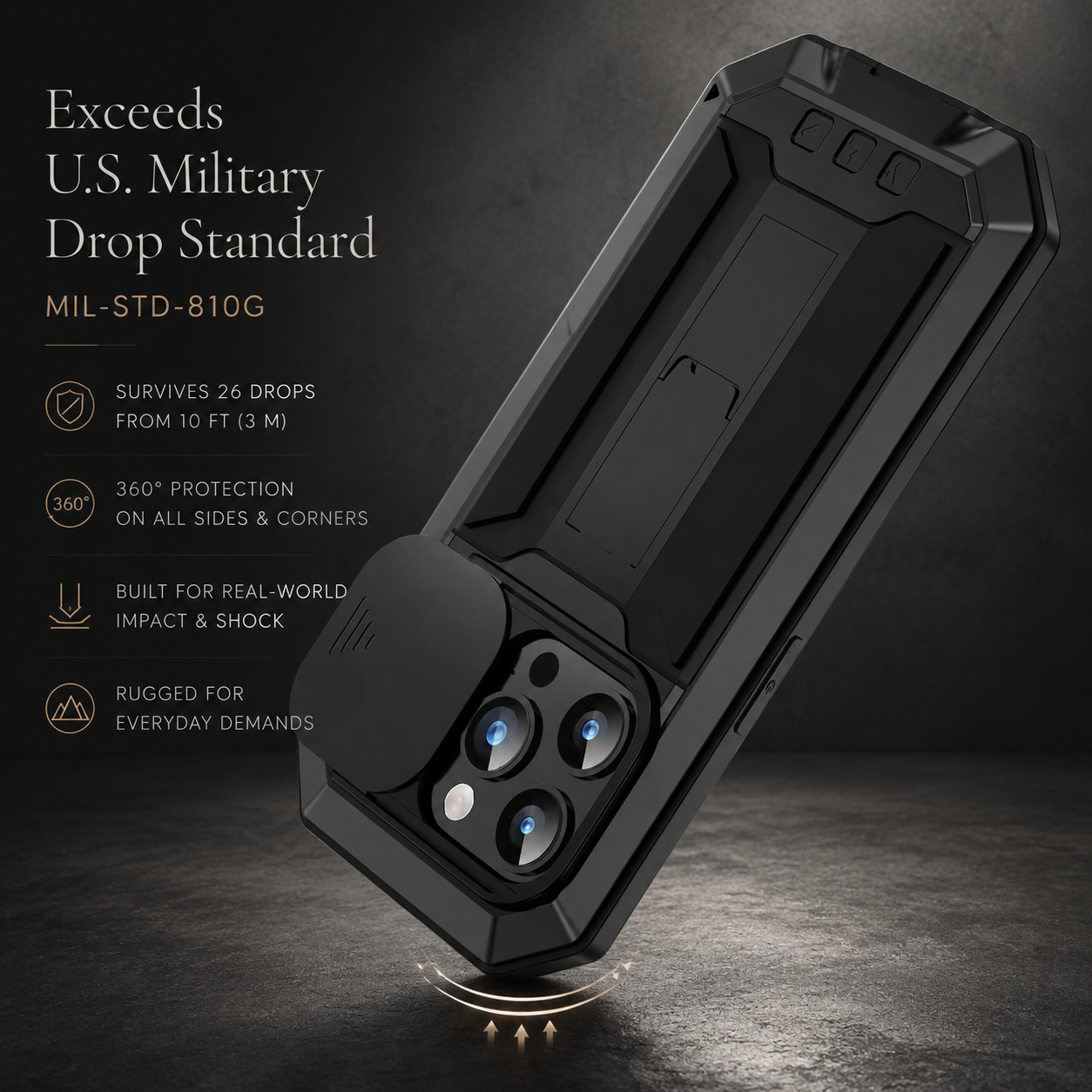 Premium iPhone Case MagSafe Compatible Rugged Armor Metal Hybrid Cover Full Body Shockproof Camera Protector Tempered Glass Waterproof Design