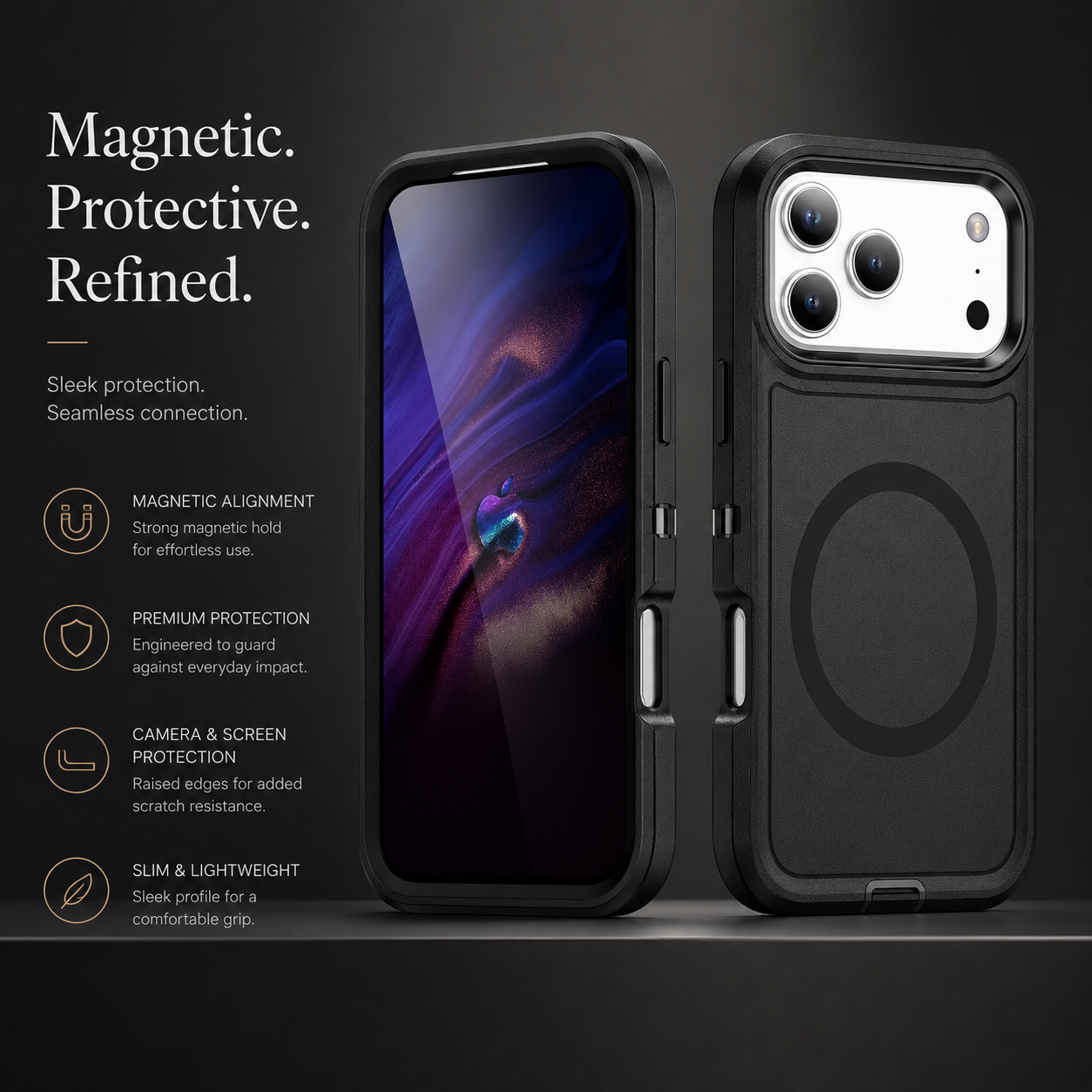 Premium iPhone Case MagSafe Compatible Rugged Armor Shockproof Protective Cover PC TPU Defender Anti Slip Scratch Resistant Wireless Charging Full Coverage