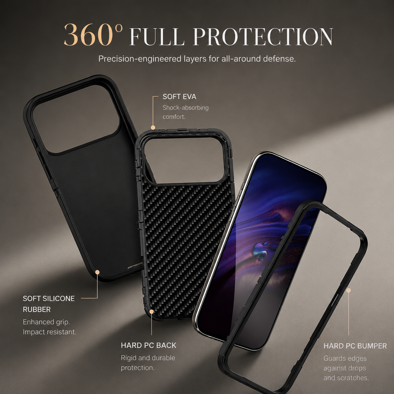 Premium iPhone Case MagSafe Compatible Rugged Armor Shockproof Protective Cover PC TPU Defender Anti Slip Scratch Resistant Wireless Charging Full Coverage
