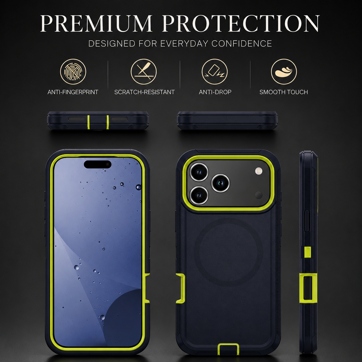 Premium iPhone Case MagSafe Compatible Rugged Armor Shockproof Protective Cover PC TPU Defender Anti Slip Scratch Resistant Wireless Charging Full Coverage