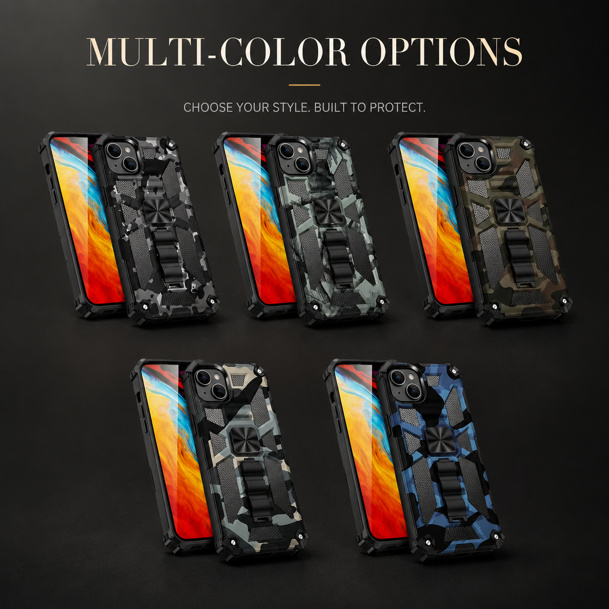 Premium iPhone Case MagSafe Compatible Rugged Camouflage Armor Cover Kickstand Magnetic Shockproof Heavy Duty Camera Lens Guard Full Coverage Design