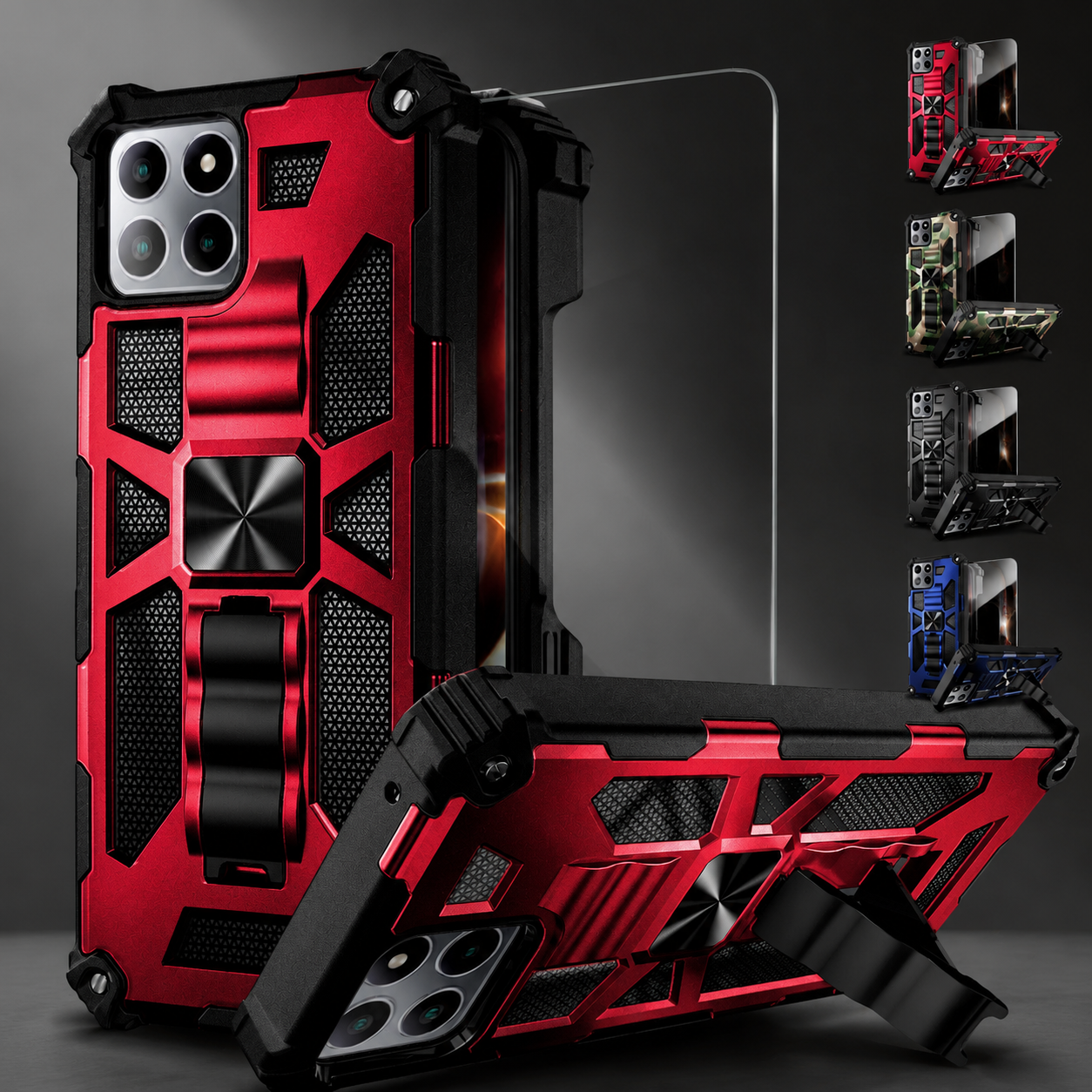 Premium iPhone Case MagSafe Compatible Rugged Camouflage Armor Cover Kickstand Magnetic Shockproof Heavy Duty Camera Lens Guard Full Coverage Design