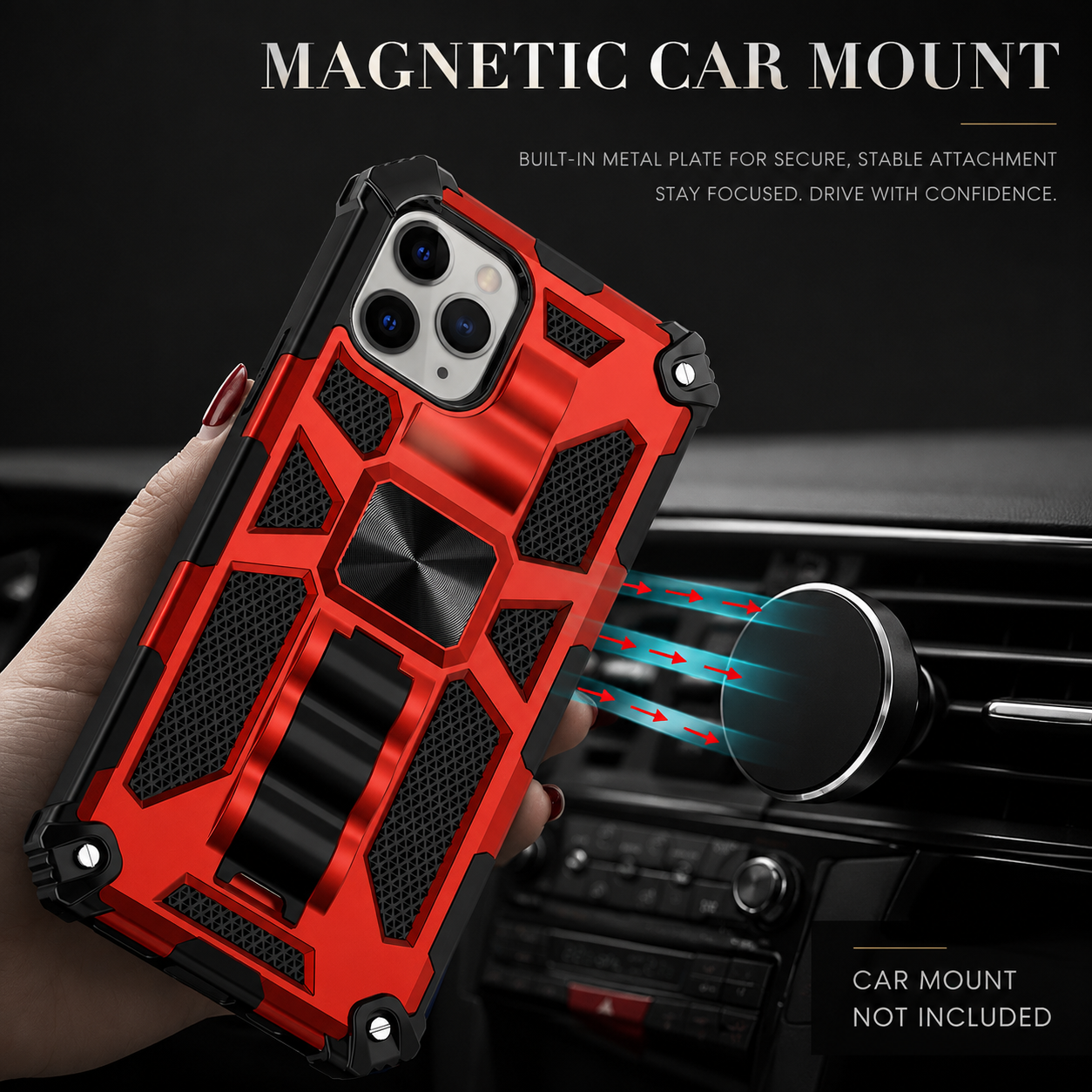 Premium iPhone Case MagSafe Compatible Rugged Camouflage Armor Cover Kickstand Magnetic Shockproof Heavy Duty Camera Lens Guard Full Coverage Design