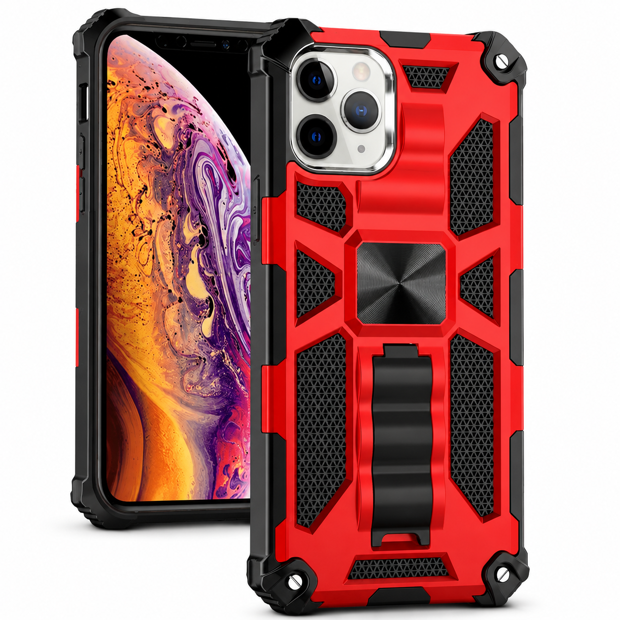 Premium iPhone Case MagSafe Compatible Rugged Camouflage Armor Cover Kickstand Magnetic Shockproof Heavy Duty Camera Lens Guard Full Coverage Design