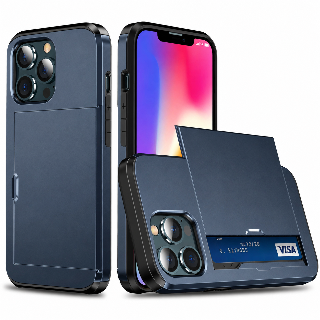 Premium iPhone Case MagSafe Compatible Slider Wallet Cover Dual Layer Card Holder Magnetic Cover Shockproof Camera Lens Protection Slim Design