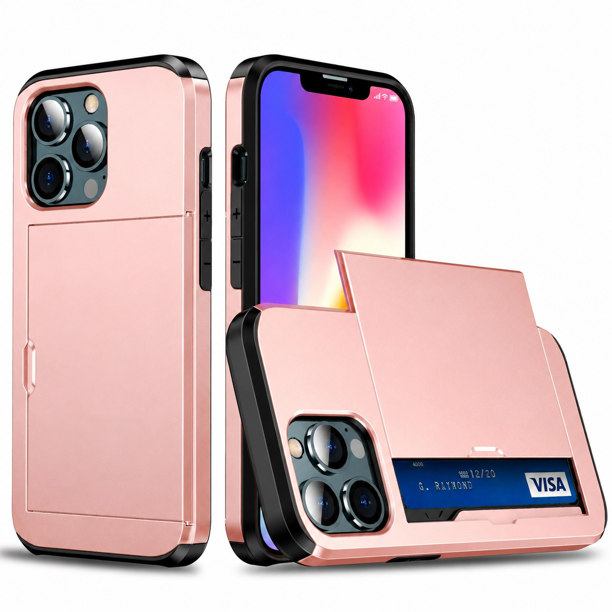 Premium iPhone Case MagSafe Compatible Slider Wallet Cover Dual Layer Card Holder Magnetic Cover Shockproof Camera Lens Protection Slim Design