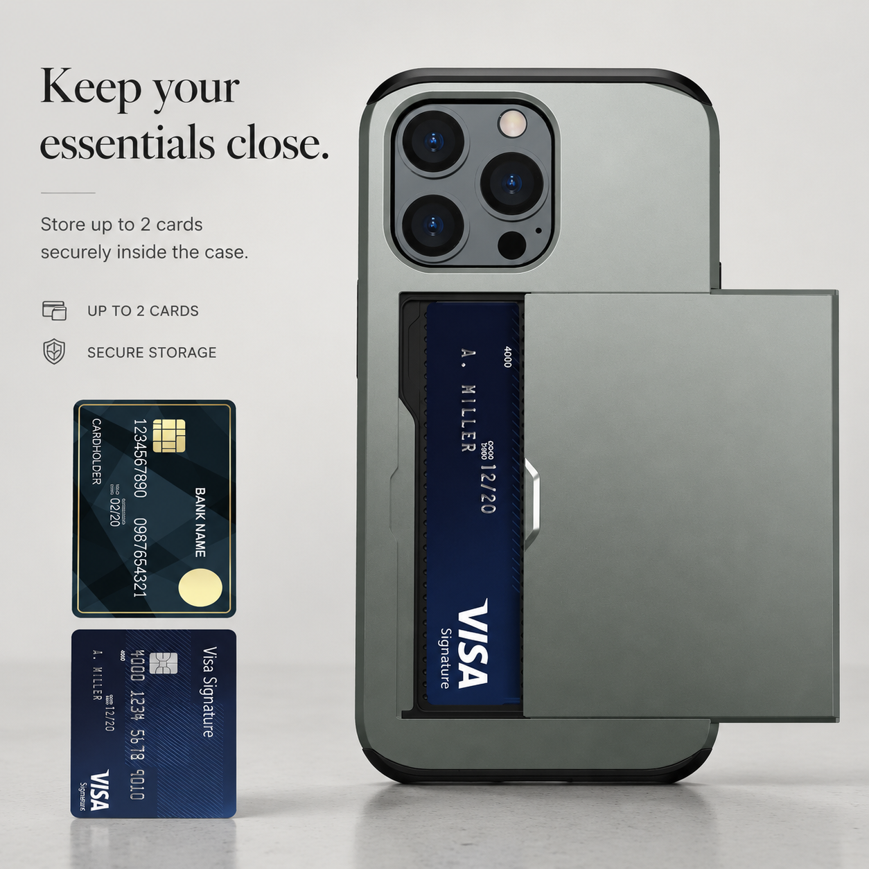 Premium iPhone Case MagSafe Compatible Slider Wallet Cover Dual Layer Card Holder Magnetic Cover Shockproof Camera Lens Protection Slim Design