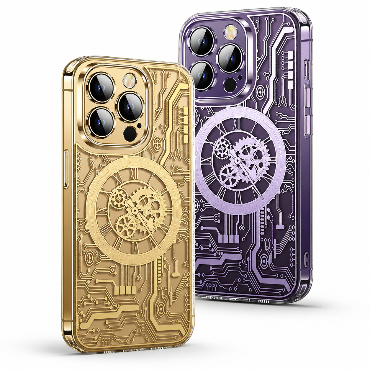 Premium iPhone Case MagSafe Compatible Transparent Clear Back Mechanical Texture Shockproof Bumper Frame Camera Lens Protection Slim Design