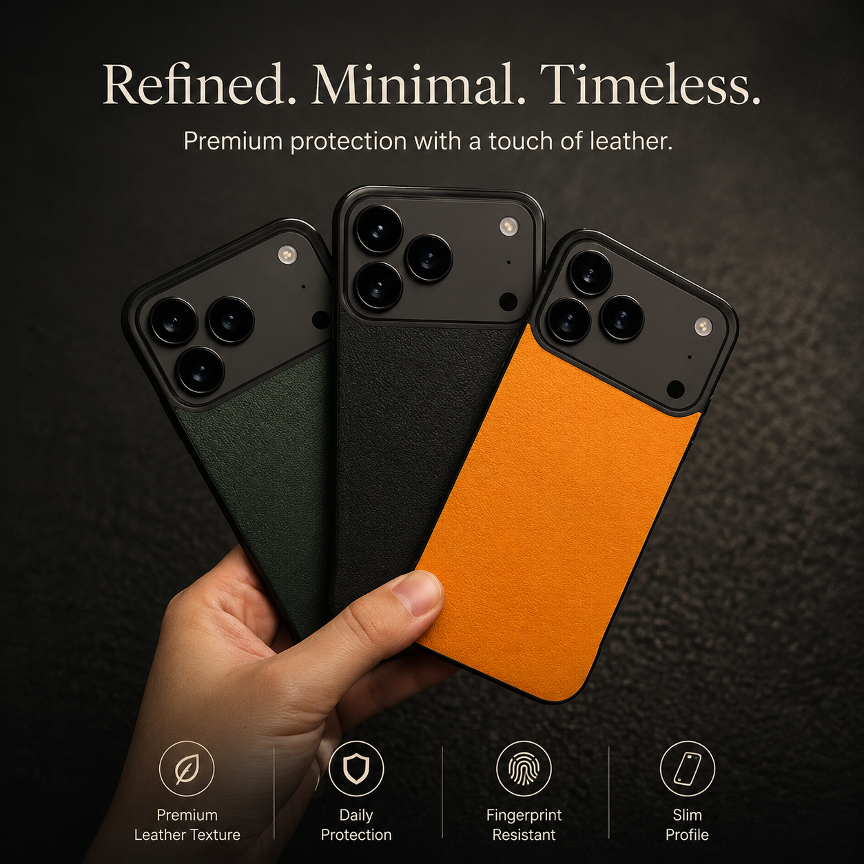 Premium iPhone Case MagSafe Compatible Ultra Thin Leather Cover Frameless PC Back Shockproof Anti Fall Camera Protection Non Slip Matte Slim Design