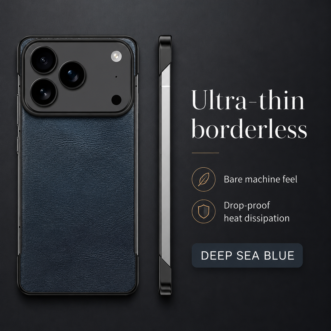 Premium iPhone Case MagSafe Compatible Ultra Thin Leather Cover Frameless PC Back Shockproof Anti Fall Camera Protection Non Slip Matte Slim Design