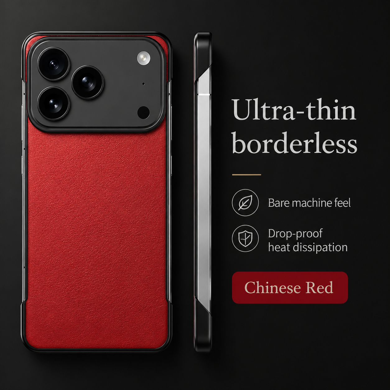 Premium iPhone Case MagSafe Compatible Ultra Thin Leather Cover Frameless PC Back Shockproof Anti Fall Camera Protection Non Slip Matte Slim Design