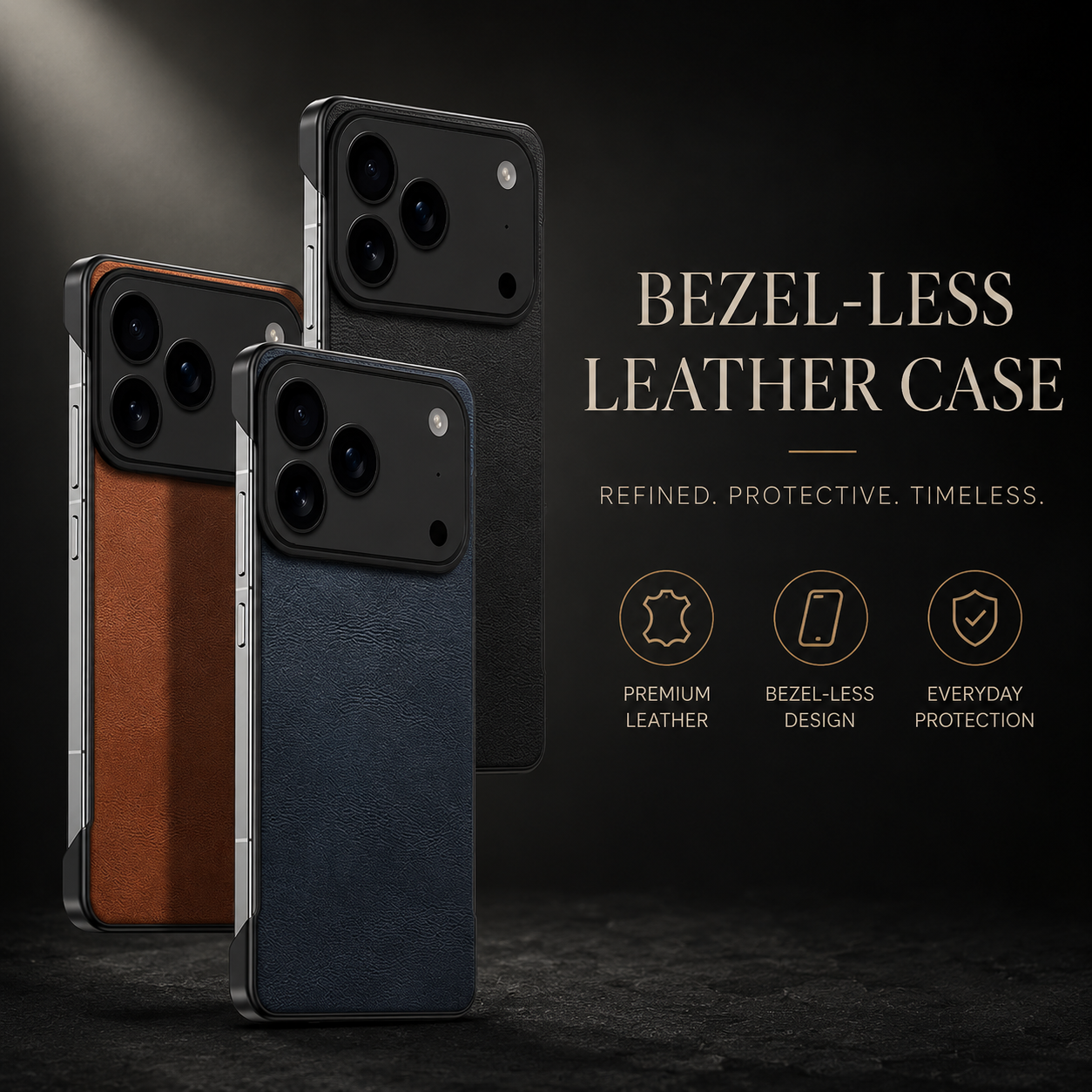 Premium iPhone Case MagSafe Compatible Ultra Thin Leather Cover Frameless PC Back Shockproof Anti Fall Camera Protection Non Slip Matte Slim Design