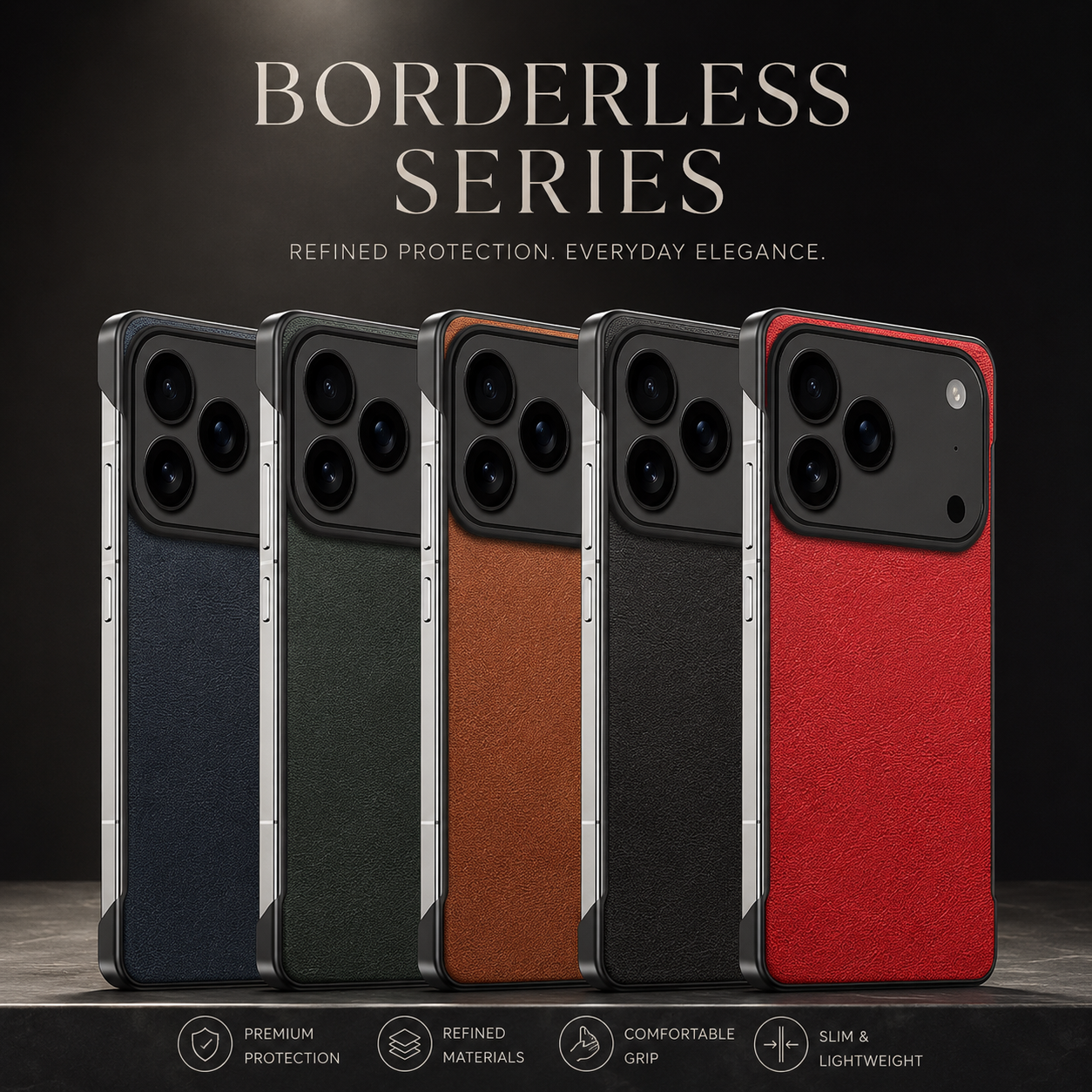 Premium iPhone Case MagSafe Compatible Ultra Thin Leather Cover Frameless PC Back Shockproof Anti Fall Camera Protection Non Slip Matte Slim Design