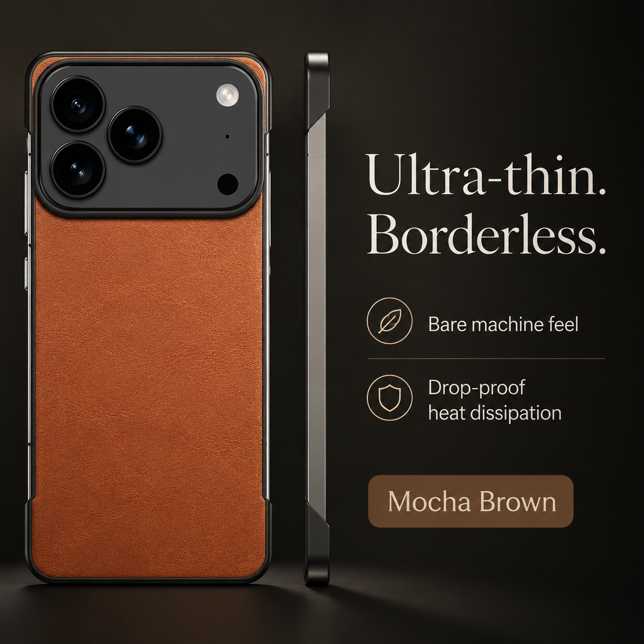 Premium iPhone Case MagSafe Compatible Ultra Thin Leather Cover Frameless PC Back Shockproof Anti Fall Camera Protection Non Slip Matte Slim Design