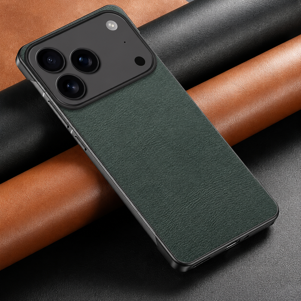 Premium iPhone Case MagSafe Compatible Ultra Thin Leather Cover Frameless PC Back Shockproof Anti Fall Camera Protection Non Slip Matte Slim Design