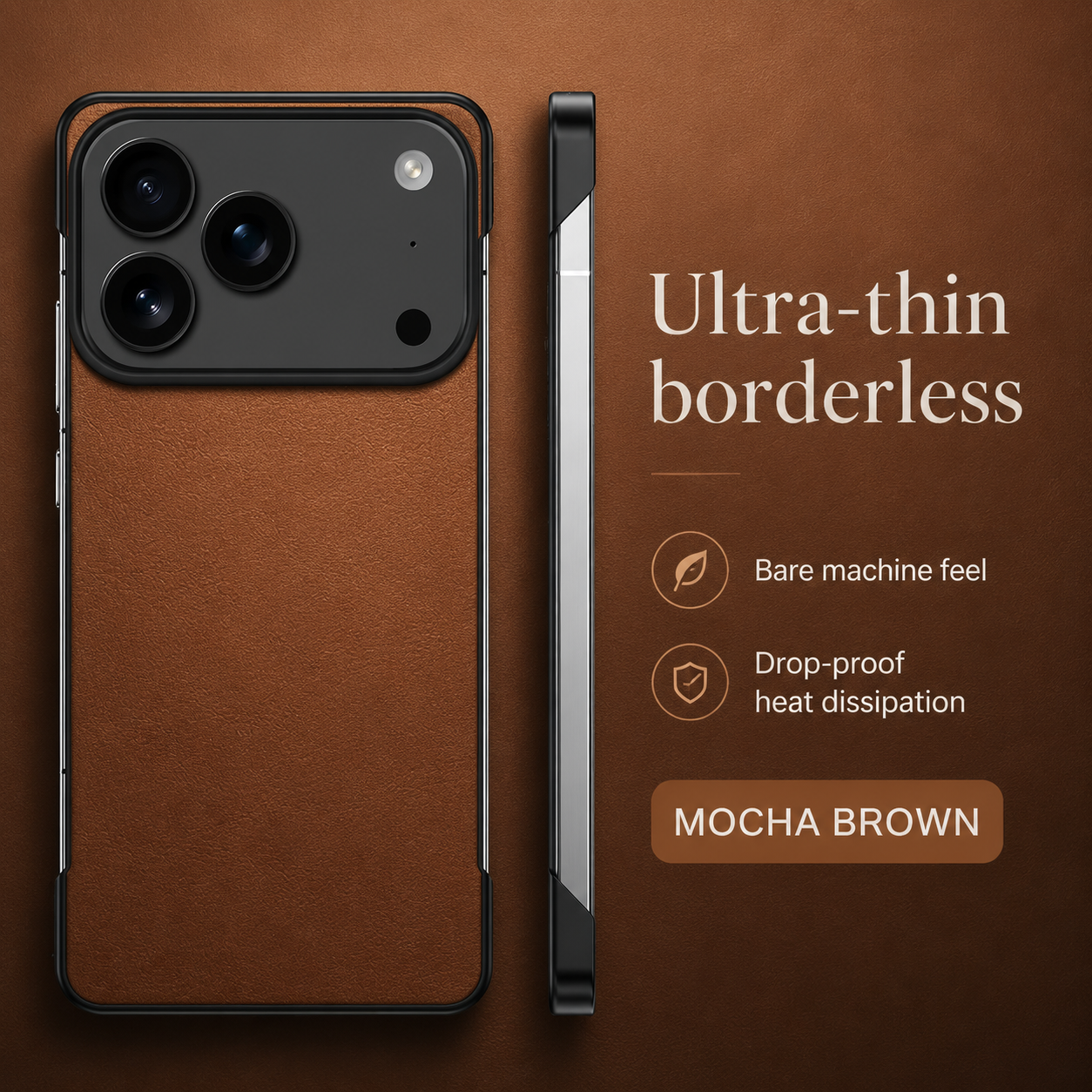 Premium iPhone Case MagSafe Compatible Ultra Thin Leather Cover Frameless PC Back Shockproof Anti Fall Camera Protection Non Slip Matte Slim Design