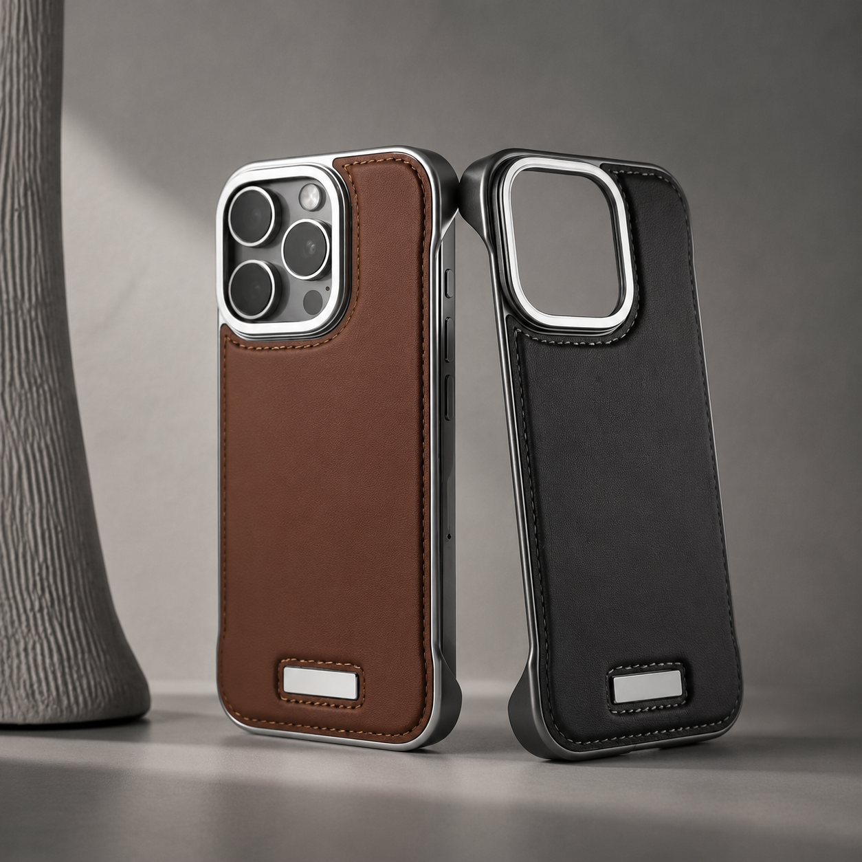 Premium iPhone Case MagSafe Compatible Ultra Thin PU Leather Cover Metal Lens Frame Shockproof Borderless Camera Protection Slim Matte Non Slip Design
