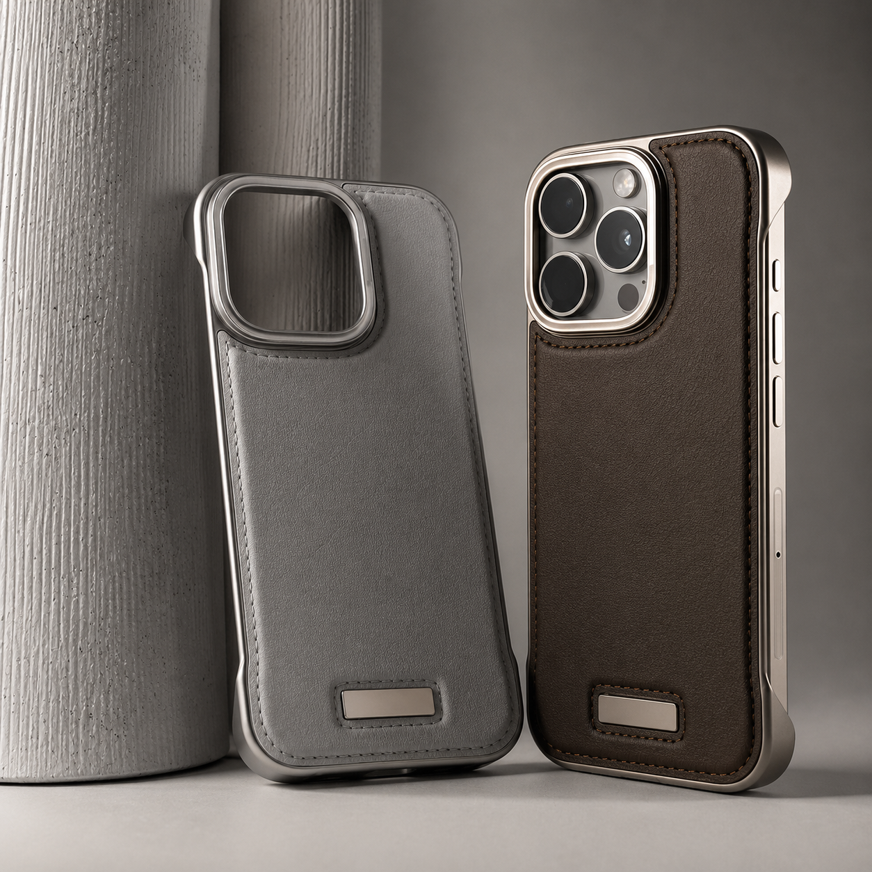 Premium iPhone Case MagSafe Compatible Ultra Thin PU Leather Cover Metal Lens Frame Shockproof Borderless Camera Protection Slim Matte Non Slip Design