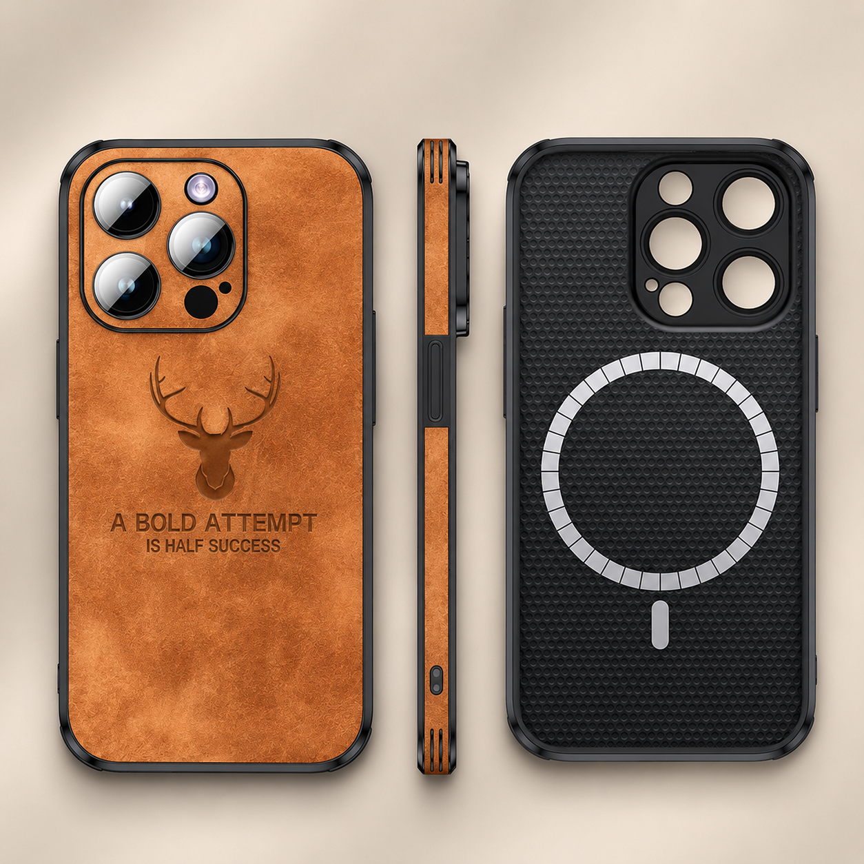 Premium iPhone Case MagSafe Compatible Vintage Leather Cover Magnetic Shockproof Protective Camera Lens Guard Slim Full Coverage Classic Design