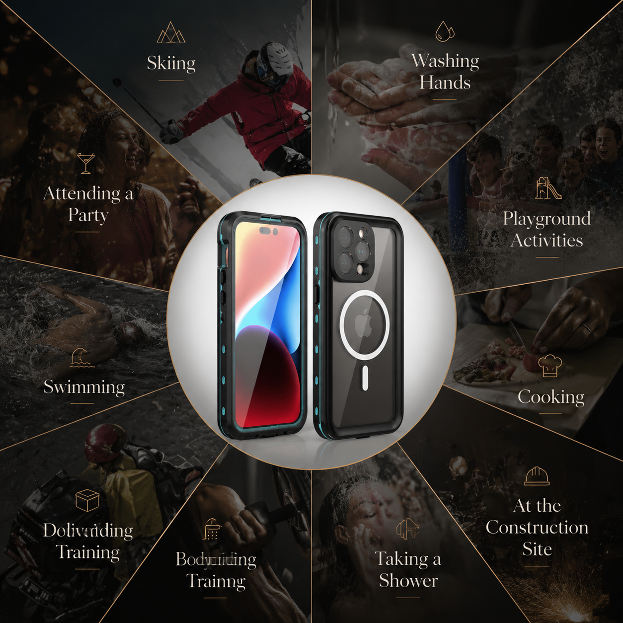 Premium iPhone Case MagSafe Compatible Waterproof IP68 Full Body Cover Sealed Magnetic Shockproof Protective Transparent Camera Lens Guard Design