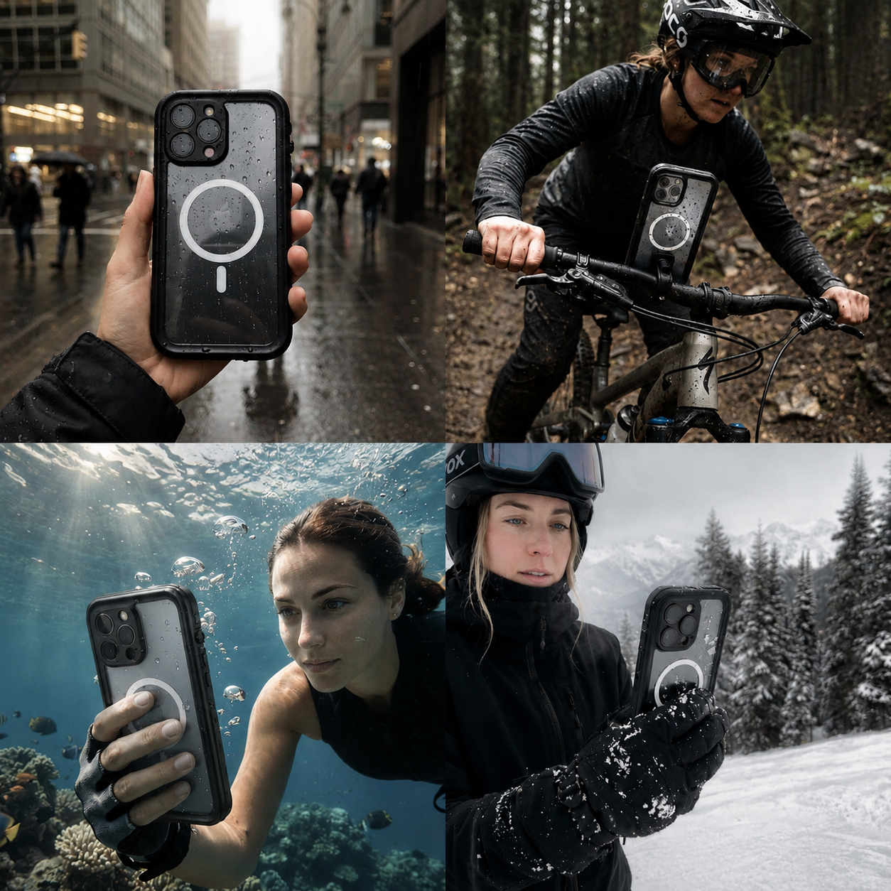 Premium iPhone Case MagSafe Compatible Waterproof Sealed Armor Cover IP68 Shockproof 360 Full Body Protective Camera Lens Guard Dustproof Slim Design