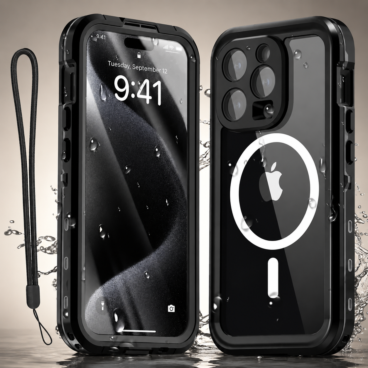 Premium iPhone Case MagSafe Compatible Waterproof Sealed Armor Cover IP68 Shockproof 360 Full Body Protective Camera Lens Guard Dustproof Slim Design