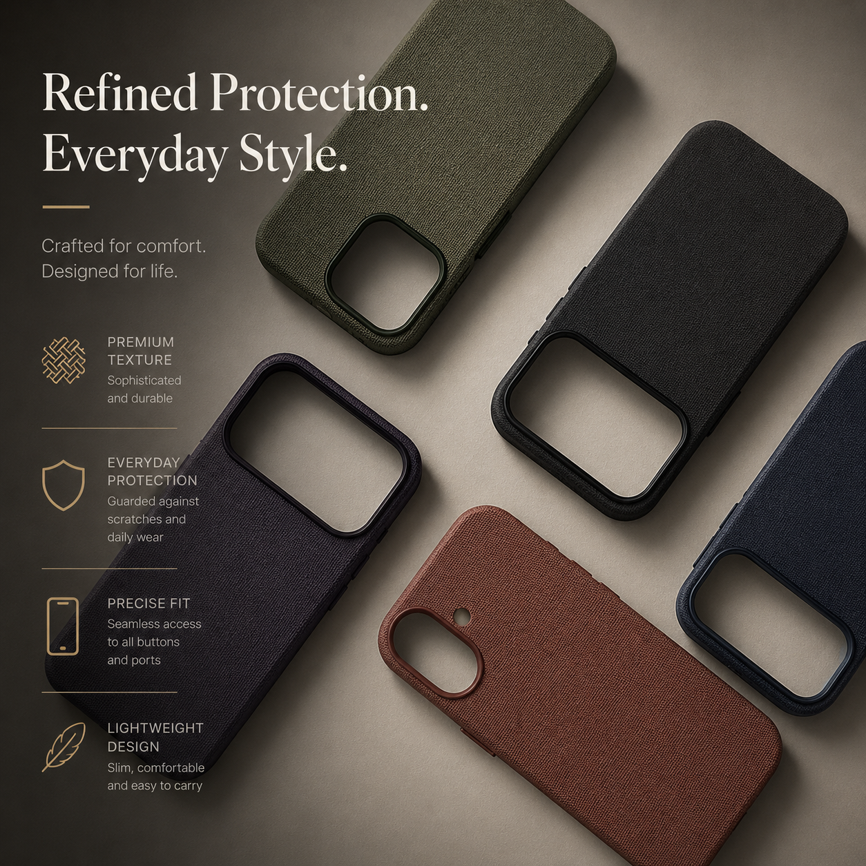 Premium iPhone Case MagSafe Compatible Woven Fabric Protective Cover Strong Magnetic Wireless Charging Anti Fingerprint Non Slip Waterproof Design